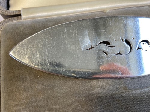 Lot 92 - Harald Nielsen for Georg Jensen, a Danish metalwares pyramid pattern cake slice and fork