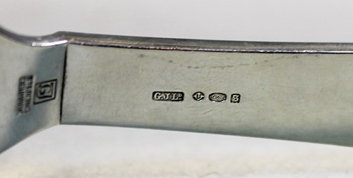 Lot 92 - Harald Nielsen for Georg Jensen, a Danish metalwares pyramid pattern cake slice and fork
