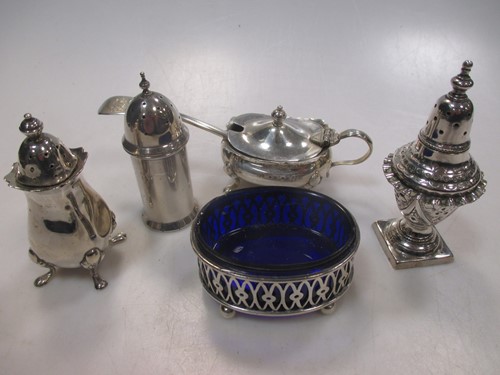 Lot 428 - Assorted silver condiments and a silver gilt...