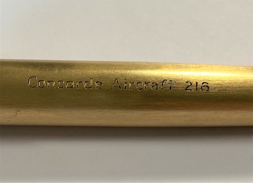 Lot 293 - Parker - A rolled gold fountain pen engraved 'Concorde Aircraft  216' and another