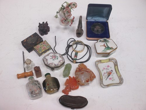 Lot 90 - Two Chinese snuff bottles, a cloisonné...