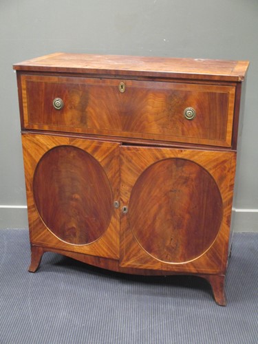 Lot 598 - A George III mahogany secretaire cabinet, the...
