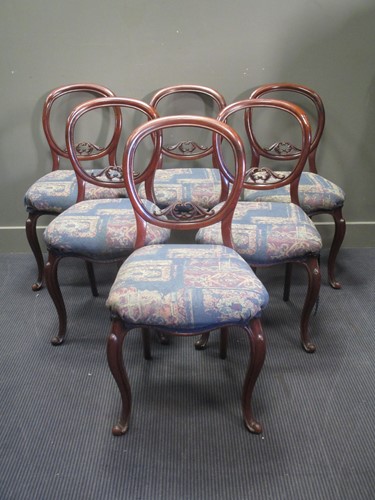 Lot 469 - A set of six Victorian mahogany balloon back...