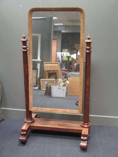 Lot 608 - An early Victorian mahogany cheval mirror, the...