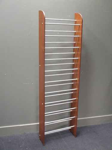 Lot 586 - A modern oak and tubular metal shoe rack 179cm...