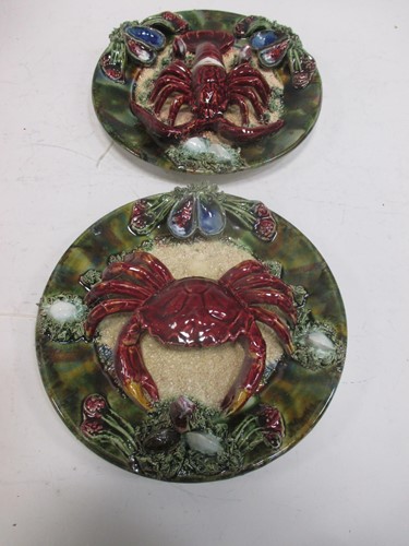 Lot 117 - A pair of Portuguese Pallasy style majolica...