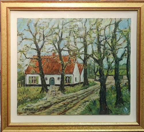 Lot 399 - Felix Eyskens (Belgian, 1882-1968), Cottage in...