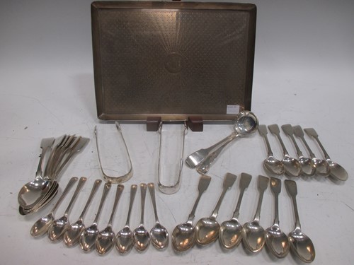 Lot 191 - A quantity of silver spoons, teaspoons, sugar...