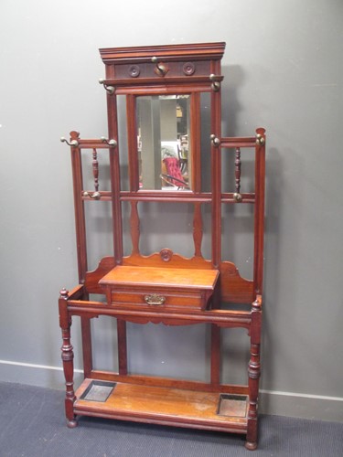 Lot 592 - An Aesthetic movement mahogany hall stand,...
