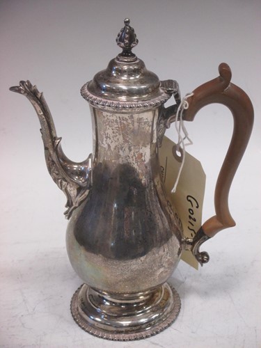 Lot 215 - A silver coffee pot, baluster shape with...