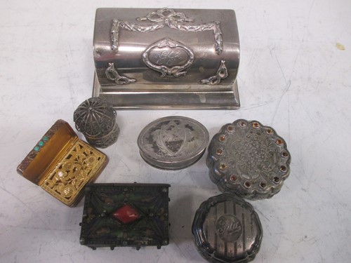 Lot 212 - A silver stamp box early 20th century, a gilt...
