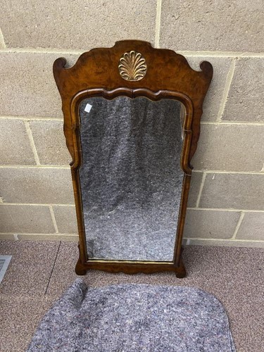 Lot 624 - A Queen Anne style walnut wall mirror, 101cm...