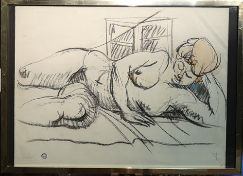 Lot 405 - Jacques Segal, Reclining female nude, stamped...