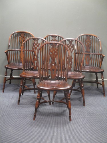 Lot 550 - A set of six oak hoop back 19th century style...