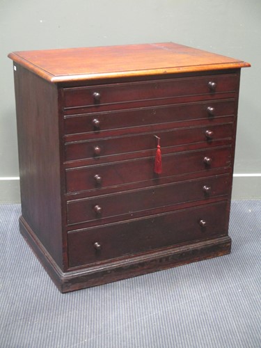 Lot 543 - Circa 1860 a graduated six drawer folio chest...