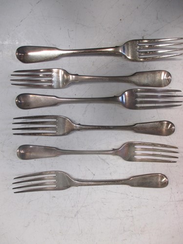 Lot 201 - Six various silver forks, c.15oz