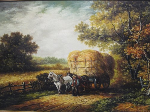 Lot 386 - F. Contreras, Pulling the Hay Wagon, signed 'F....