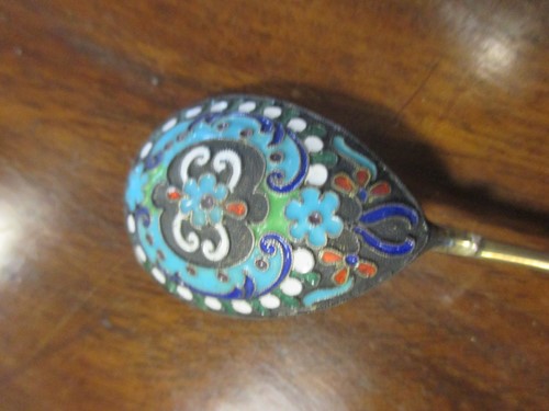 Lot 228 - A Russian enamel silver tea spoon together...