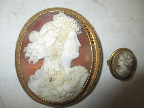 Lot 240 - A gilt framed cameo of a classical female with...