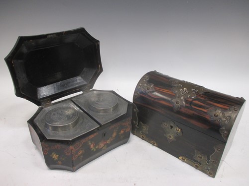 Lot 19 - A 19th century Chinese lacquer decorated tea...