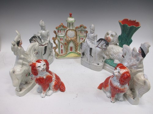 Lot 49 - A pair of Staffordshire flatback figures king...