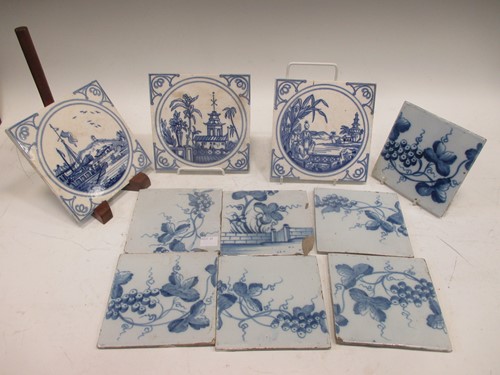 Lot 33 - Seven 18th century Delft blue and white tiles...