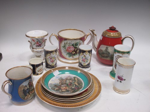 Lot 144 - A Staffordshire porcelain spill vase together...