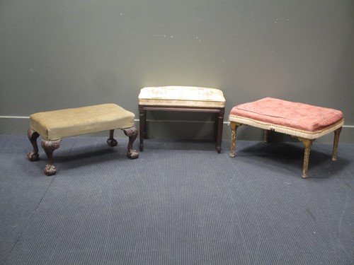 Lot 491 - A 19th century gilt wood footstool with...