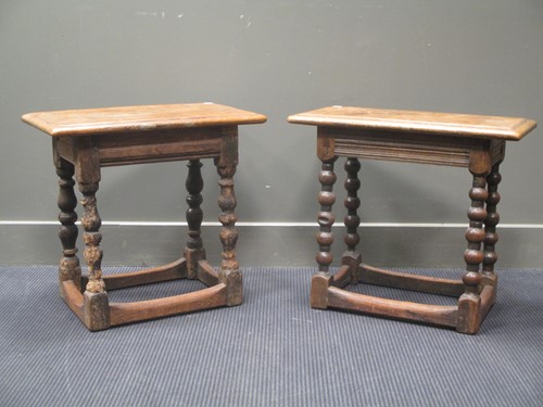 Lot 596 - A 17th century and later oak joint stool 54 x...