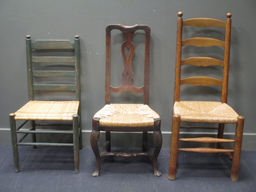 Lot 622 - A pair of 20th century green painted ladder...