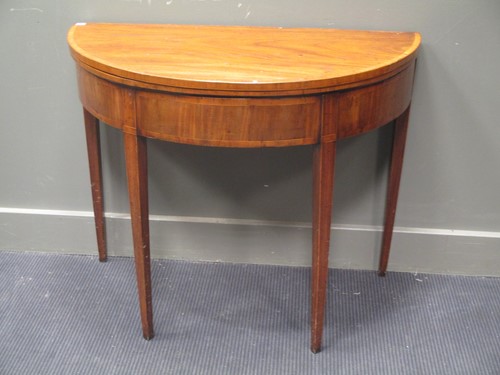 Lot 594 - A Regency mahogany fold over card table 74 x...