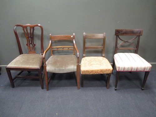 Lot 649 - Fifteen various 19th century dining chairs and...