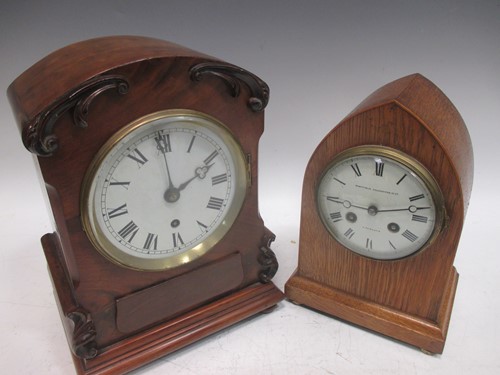 Lot 3 - A mid 19th century walnut cased mantle clock,...