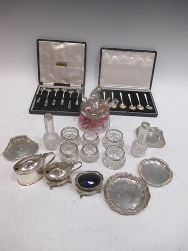 Lot 203 - Four small silver ashtrays, a quantity of...