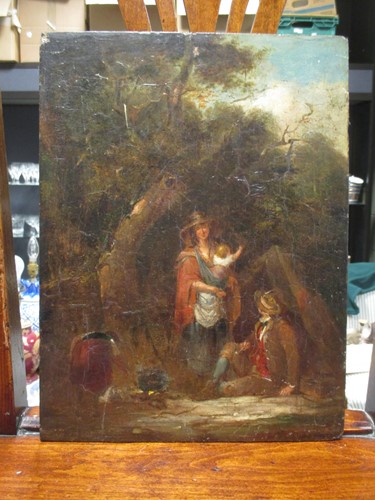 Lot 345 - After George Morland An encampment oil on...