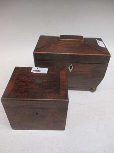 Lot 1 - A late Regency tea caddy and similar caddy (2)