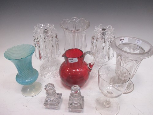 Lot 158 - A pair of 20th century glass table lustres,...