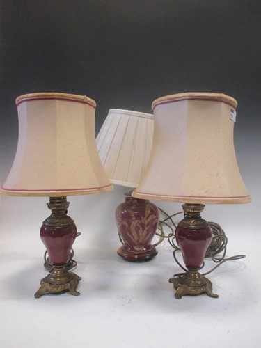 Lot 159 - A pair of Empire style modern table lamps,...