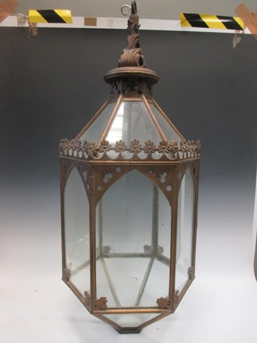 Lot 473 - A Gothic style hanging lantern 110cm high approx