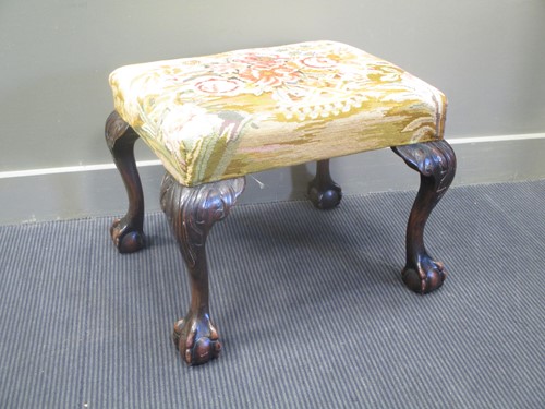 Lot 707 - A George I style carved leg stool 47 x 60 x 50cm