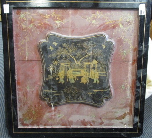 Lot 299 - A large Chinese red and black square hinged...