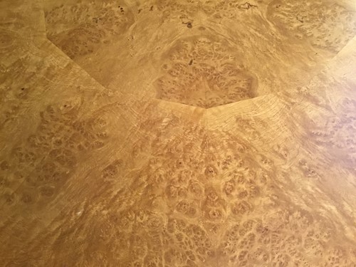 Lot 380 - A pale oak and birds eye maple extending dining table by David Linley
