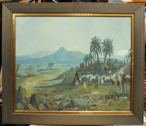 Lot 626 - Bedouin Scene, signed indistinctly lower right,...