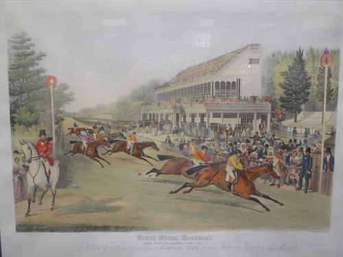 Lot 632 - A hand coloured engraving 'Grandstand Goodwood...
