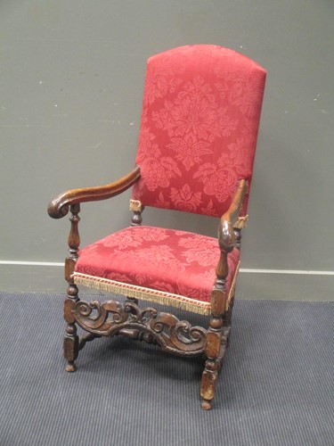 Lot 385 - An oak open armchair, 17th century and later