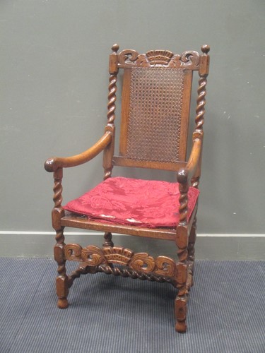 Lot 550 - A walnut open armchair, 17th century style