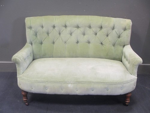 Lot 375 - A small late Victorian stained-beech sofa