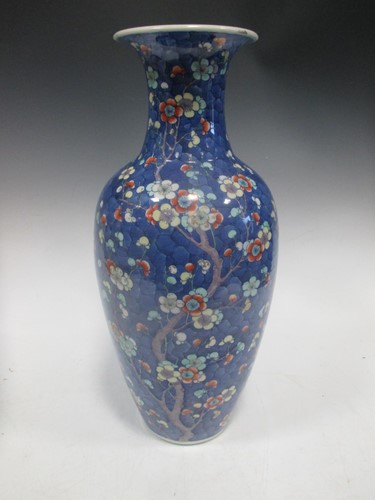 Lot 104 - A Chinese blue ground porcelain baluster vase, Qing circa 1900