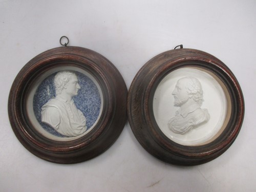 Lot 15 - Pair of framed plaster roundels of William...