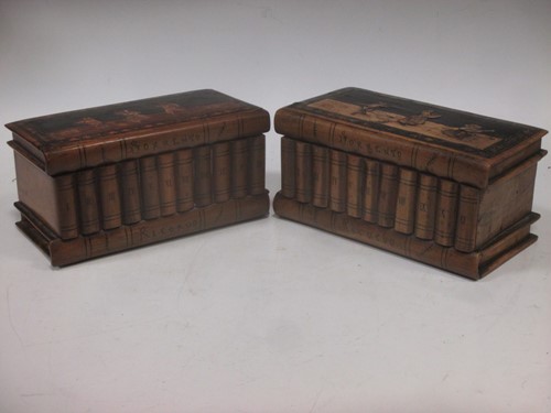 Lot 130 - A pair of Sorrento ware olive wood boxes...